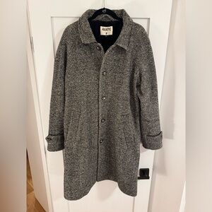 Men’s Herringbone Overcoat - Black XL